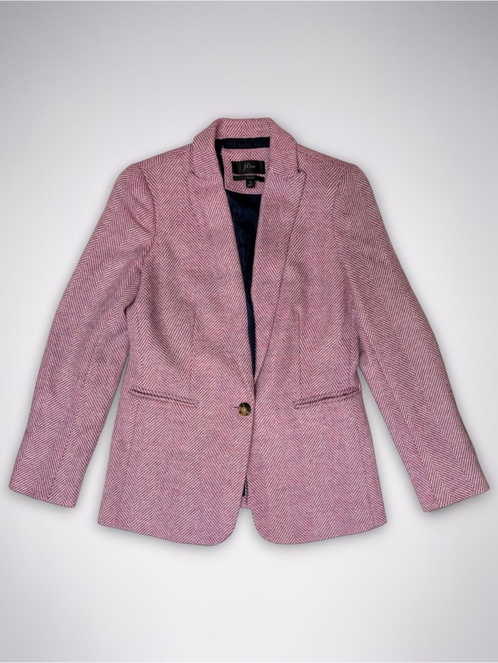J. Crew Parke Herringbone Wool Blend Blazer Jacket Pink
